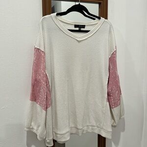 Cream/pink sweater shirt size 3X